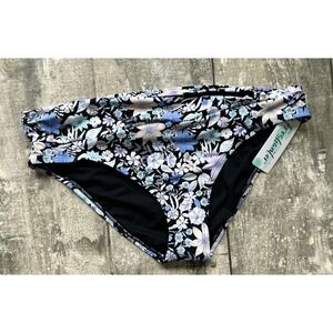 Womens Freshwater Hipster Bikini Swim Bottom XXL 20 Floral black purple blue NWT